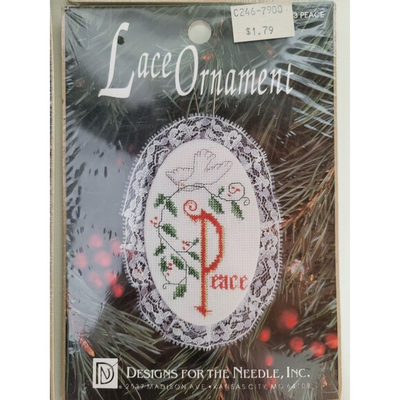 4 Vtg NIP Designs for the Needle Lace Christmas Ornament Kits Snowman Santa etc - Picture 4 of 6